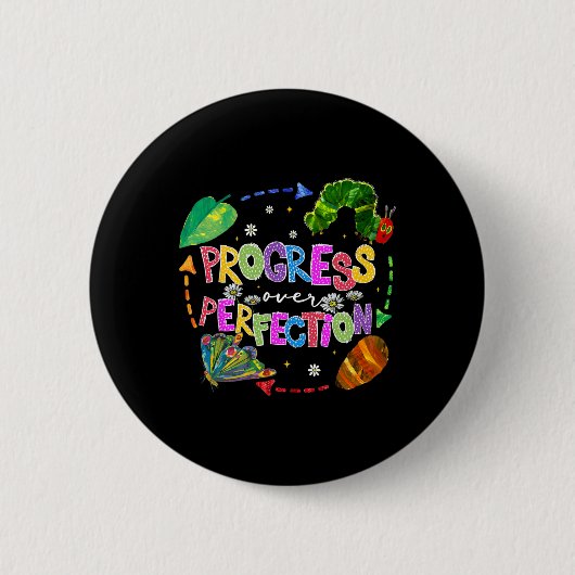 Badge Rond 5 Cm Progrès plutôt que perfection Enseignant Retour à (Devant)
