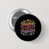 Badge Rond 5 Cm Progrès plutôt que perfection enseignants rentrée (Devant & derrière)