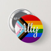Badge Rond 5 Cm Progress Pride Flag Ally Button (Devant & derrière)