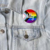 Badge Rond 5 Cm Progress Pride Flag Ally Button (En situation)