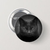 Badge Rond 5 Cm Projecteur fou de chat noir (Devant & derrière)