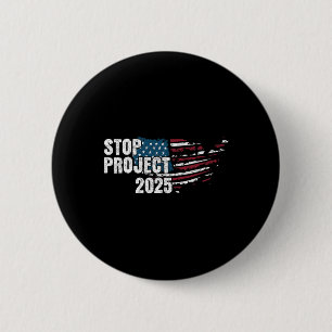 Badge Rond 5 Cm Projet 2025 contre Trump drapeau américain