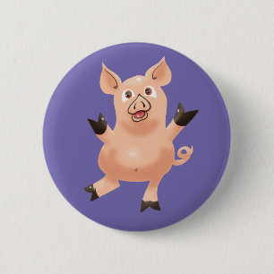 Badge Rond 5 Cm Prolonger le cochon sur le pourpre