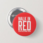 Badge Rond 5 Cm Promenade dans le bouton rouge d'acceptation (Devant & derrière)