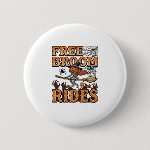 Badge Rond 5 Cm Promenades en balai gratuites Design de sorcière d