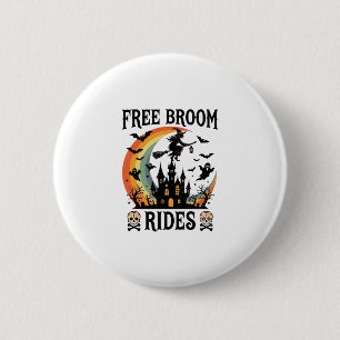 Badge Rond 5 Cm Promenades en balai gratuites Halloween Sorcière C