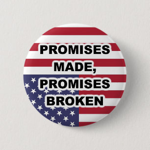 BADGE ROND 5 CM PROMESSES FAITES, DRAPEAU CASSÉ PAR PROMESSES