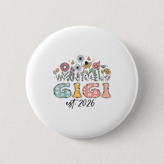 Badge Rond 5 Cm Promoted To Gigi Est. 2026 Wildflower Family Match (Devant)