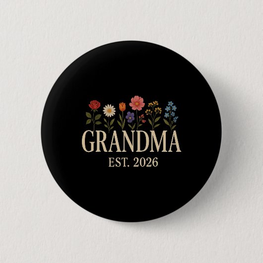 Badge Rond 5 Cm Promoted To Grandma 2026 Pregnancy Flower New Gran (Devant)