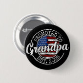 Badge Rond 5 Cm Promu À Grandpa Est 2025 Bientôt Être Grand-Père (Devant & derrière)