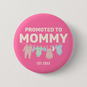 Badge Rond 5 Cm Promu à la fête de baby shower personnalisée rose