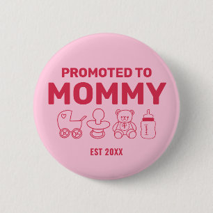 Badge Rond 5 Cm Promu à la fête de baby shower rose personnalisée