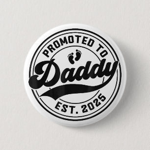 Badge Rond 5 Cm Promu Papa en 2025 Cadeaux pour futur papa Nouveau
