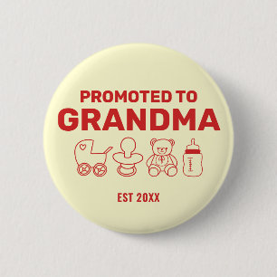 Badge Rond 5 Cm Promu pour grand-mère fête de douche de bébé perso