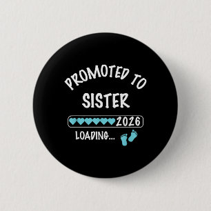 Badge Rond 5 Cm Promu Sœur 2026 Garçon Bébé Révélation du Sexe