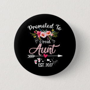 Badge Rond 5 Cm Promue Grande Tante Établi 2027 Drôle Floral Premi