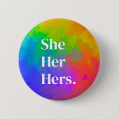 Badge Rond 5 Cm Pronomen Bouton arc-en-ciel peinture (Devant)