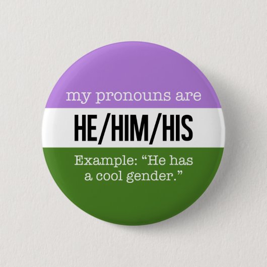 Badge Rond 5 Cm Pronoms de He/Him - drapeau de Genderqueer (Devant)