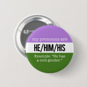Badge Rond 5 Cm Pronoms de He/Him - drapeau de Genderqueer (Devant & derrière)