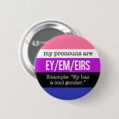 Badge Rond 5 Cm Pronoms d'Ey/Em - drapeau de Genderfluid (Devant & derrière)