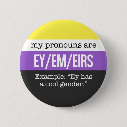 Badge Rond 5 Cm Pronoms d'Ey/Em - drapeau de Nonbinary (Devant)