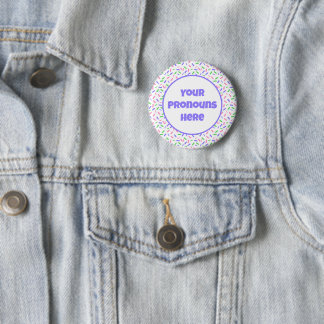 Badge Rond 5 Cm PRONOUNS Arc-en-ciel arrosé drapeau de la Fierté T