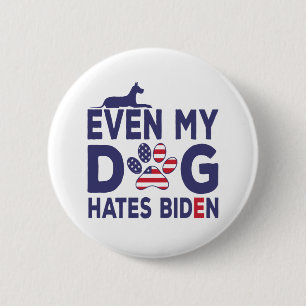 Badge Rond 5 Cm Propriétaire de chien anti Biden - Même mon chie
