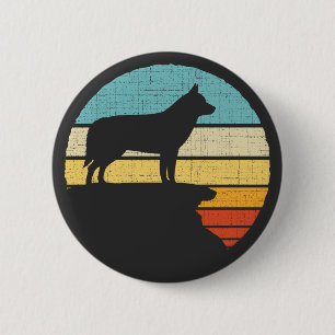 Badge Rond 5 Cm Propriétaire Sibérien Husky Retro Vintage Chien Ch