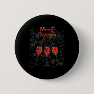 Badge Rond 5 Cm Prosecco Champagne Funny Joyeux Lunettes de Noël