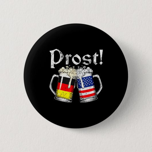 Badge Rond 5 Cm Prost Beer German American Flag Men Mug (Devant)
