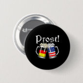 Badge Rond 5 Cm Prost Beer German American Flag Men Mug (Devant & derrière)