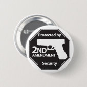Badge Rond 5 Cm Protégé par 2ème amendement (Devant & derrière)