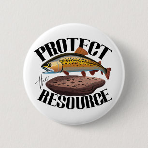 Badge Rond 5 Cm Protéger la ressource avec la truite arc-en-ciel d