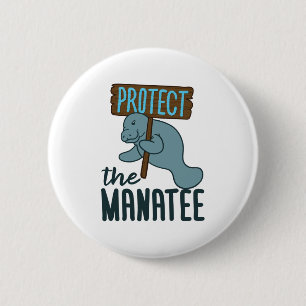 Badge Rond 5 Cm Protéger la vache marine de la Sirène du Manatee C