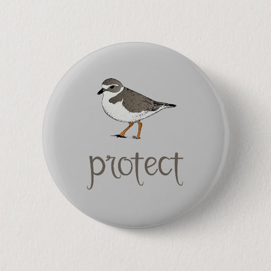 Badge Rond 5 Cm Protéger le Pluvier Siffleur (Devant)