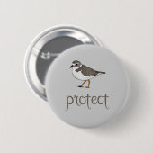 Badge Rond 5 Cm Protéger le Pluvier Siffleur (Devant & derrière)
