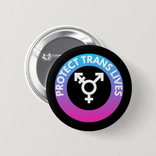 Badge Rond 5 Cm Protéger les vies trans (Devant & derrière)