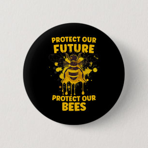 Badge Rond 5 Cm Protéger nos abeilles - Jour des terres Apiculteur