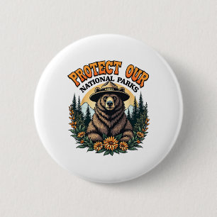 Badge Rond 5 Cm Protéger Nos Parcs Nationaux Résiste À Alt Us Bear