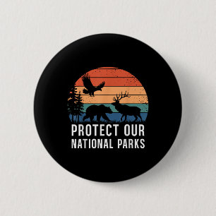 Badge Rond 5 Cm Protéger nos parcs nationaux Retro Wildlife Conser