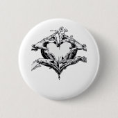 Badge Rond 5 Cm Protéger Un Coeur - Skeleton Coeur Main (Devant)
