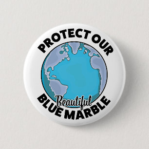 Badge Rond 5 Cm Protégez notre belle Marbre Bleu
