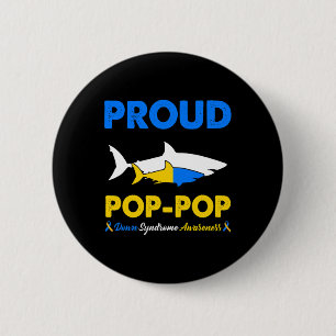 Badge Rond 5 Cm Proud Pop Pop Shark Down Syndrome Sensibilisation