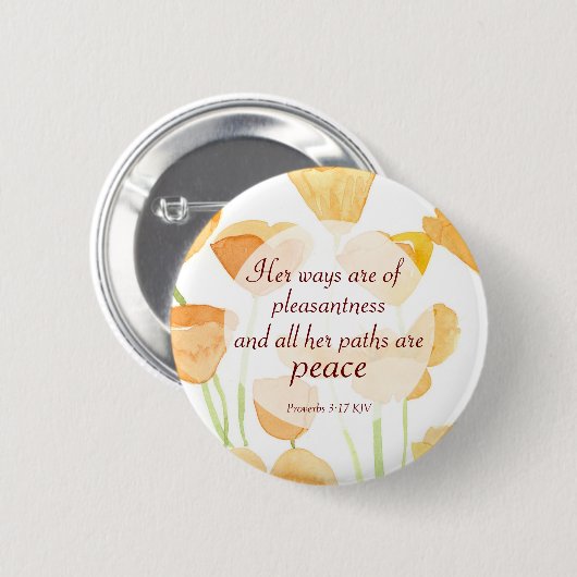 Badge Rond 5 Cm Proverbes Bible Scripture Californie Poppies (Devant & derrière)