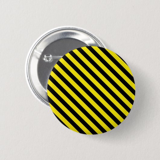 Badge Rond 5 Cm prudence rayures noires jaunes en construction (Devant & derrière)