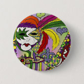 Badge Rond 5 Cm Psychedelic Mardi Gras Feather Mask (Devant)