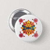 Badge Rond 5 Cm Psychedelic Sacred Geometry Mandala Insect Nature (Devant & derrière)