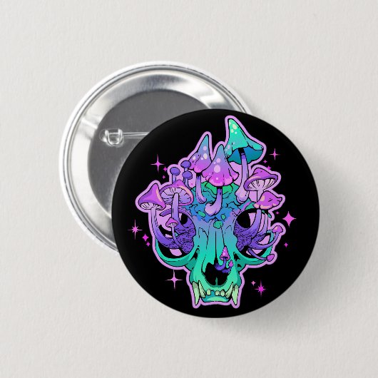 Badge Rond 5 Cm Psychedelic skull  (Devant & derrière)