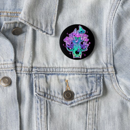 Badge Rond 5 Cm Psychedelic skull (En situation)