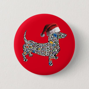 Badge Rond 5 Cm Psychédélique-Cheetah-Doxie-Père Noël